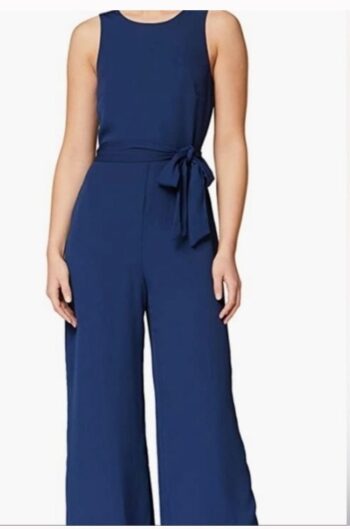 Truth & Fable Blue Wrap Back Sleeveless Woven Crepe Jumpsuit