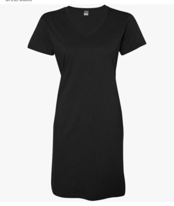 LAT - Ladies Fine Jersey V-Neck Coverup T-Shirt Beach and Lounge Dress Black