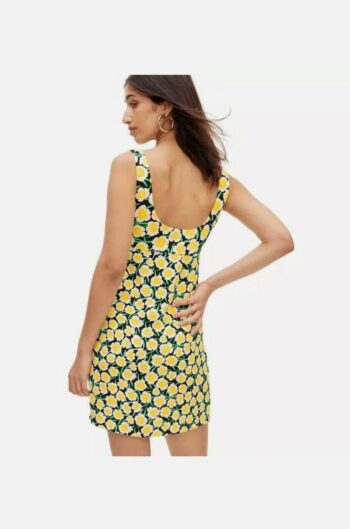 Diane Von Furstenberg Yellow & Black Poppy Floral Print Mini Shift Dress