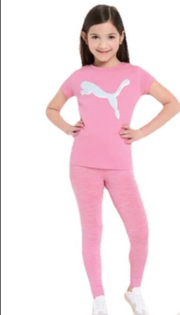 Girls 3 piece set outdoor comfortable pink blue logo Puma