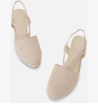 Coutgo Women's Platform Wedge Espadrille Sandals Slingback Slip on Closed Toe Strap Shoes, Light Pink