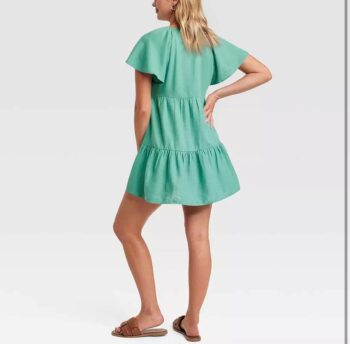 Womens Summer Ruffle Sleeve V Neck Mini Dress 2024 Fashion Casual Flowy A Line Tiered Boho Beach Vacation Sundress