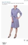 NY CoIIection Petite Striped Roll Tab Shirt Dress Blue Tortorella PS