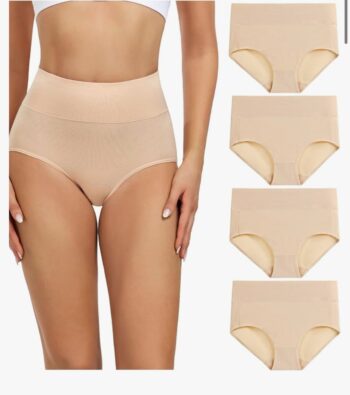 wirarpa Women's Cotton Underwear High Waisted Ladies Panties Full Coverage Briefs 4 Pack