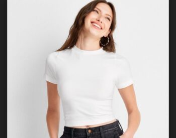 Women's Slim Fit Short Sleeve Seamless Baby T-Shirt - A New Day™  Lightweight Nylon-Spandex Pullover, Crew Neck Jersey