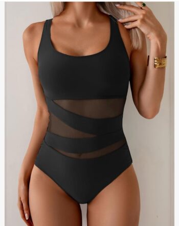 Black detailed swim dress