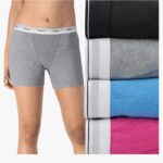 Hanes Women's Mid-Thigh Boxer Brief Pack, Stretch Cotton Underwear, 4-Pack