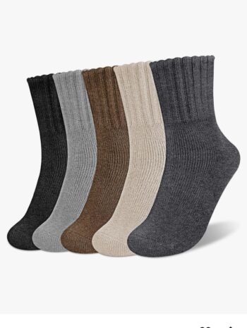 Senker Fashion Boot Socks for Women, Thick Winter Wool Crew Sock Knit Warm Cozy Christmas Stocking Stuffers Gifts 5 Pairs