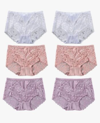 Sexy High Waisted Underwear for Women Plus Size Briefs Breathable Lace Panties High Waisted Cheekster Granny Panties