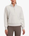 Half Zip Sweatshirt for Women Long Sleeve Pullover Workout Casual Funnel Neck Tops with Pocket