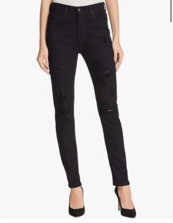 Womens ripped Denim tight Jeans Black