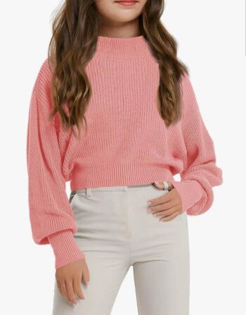 Pullover Sweaters Mock Neck Long Lantern Sleeve Jumper Tops