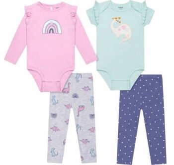 Pekkle bodysuits and pants set 4 piece baby set