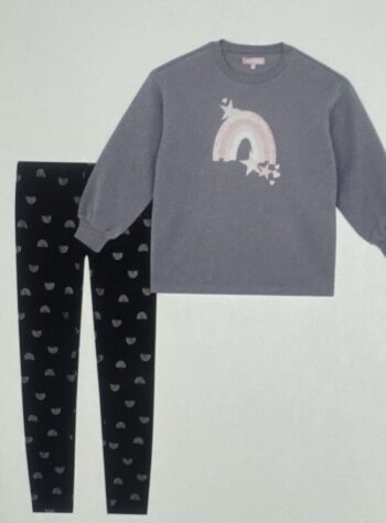 Girls sweatshirt rainbow and black sweatpants 2 piece set pajama