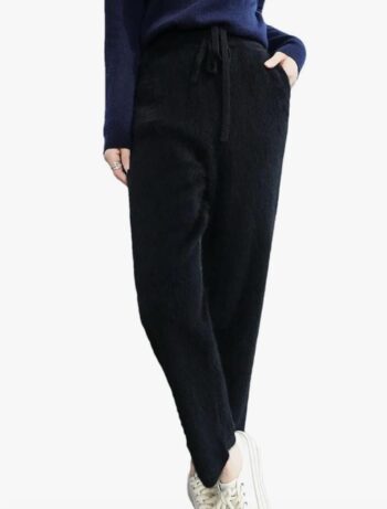 Women's Pencil Pants Cashmere Knit Trousers Pocket Style Soft Cashmere Pants
