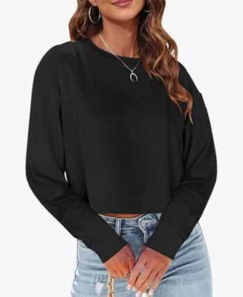Women’s black cropped long sleeve sweatshirt