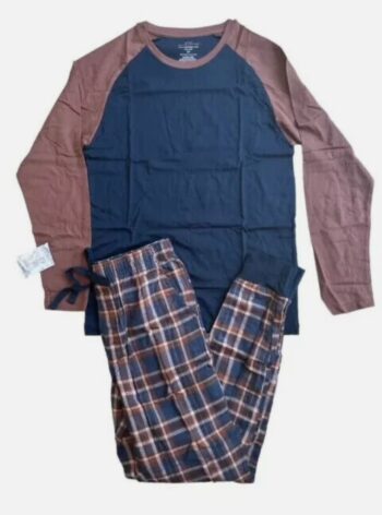 Weatherproof Men’s Cotton Long Sleeve 2 Piece Sleep Set Pajama Lounge Set