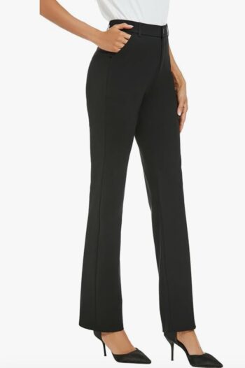 Women's Stretchy Straight Leg Dress Work Pants Business Office Casual Slacks with Pockets