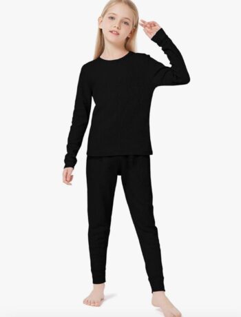 polyester Base Layer for Kids Cold Weather black
