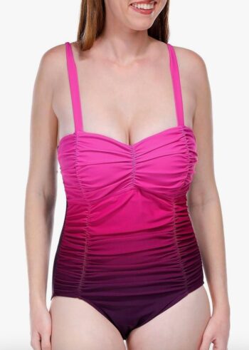 Womens Ruched Dip Dye One Piece Swimsuit
