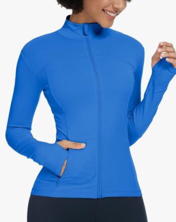 Womens Running Jackets Athletic Workout Scrub Jacket Track Full Zip Up Gym for Women Yoga Top
