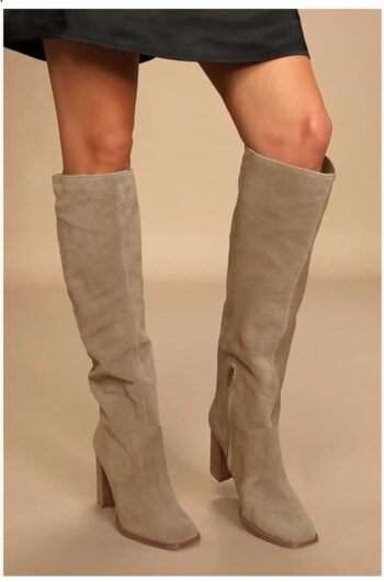 Juliet Holy Womens Knee High Boots Chunky High Heel Square Toe Side Zipper Wide Calf Boot