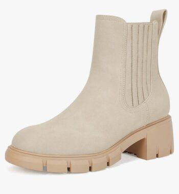 Womens Lug Sole Platform Ankle Boots Chelsea Booties Low Chunky Block Heel Slip On Elastic Fall Winter Short Boot