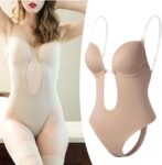 Wowobjects® Women Backless Bodysuit Deep V Neck Body Shaper for Wedding