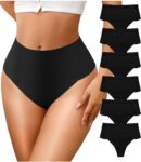 ASIMOON High Waisted Thongs Underwear for Women Seamless Underwear Ladies Soft No Show High Cut Panties 6 Pack