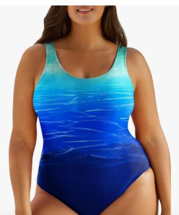 Eytino Plus Size Swimsuit for Women Back Crisscross Sports Tummy Control One Piece Bathing Suit