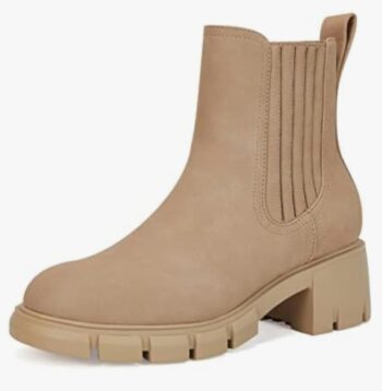 Womens Lug Sole Platform Ankle Boots Chelsea Booties Low Chunky Block Heel Slip On Elastic Fall Winter Short Boot Shoes