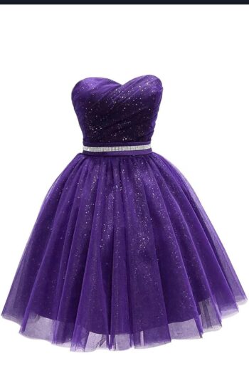 Women's Short Sweetheart Tulle Homecoming Dress Shiny Beaded Prom Cocktail Party Gowns