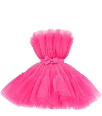WDBFY Women's Short Puffy Prom Dress Strapless Tulle Homecoming Dresses Mini Cocktail Party Poofy Tutu Gowns