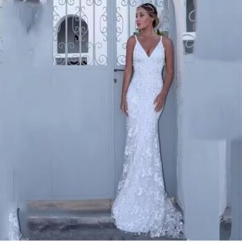 Lace Mermaid Wedding Dresses for Bride 2025 Spaghetti Straps Backless Bridal Wedding Gowns with Train