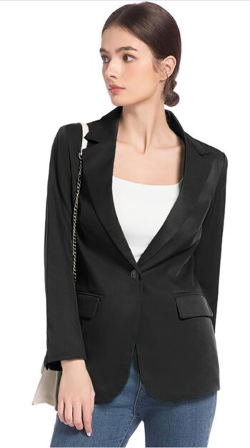 FARVALUE Womens Spring Casual Blazers Long Sleeve Notch Lapel Work Office Fall Blazer Jackets with Pockets Black