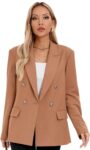 Women's Oversized Blazer Jacket Double-Breasted Suit with Pockets Long Sleeve Outfit for Business Work Office Casual orange