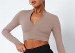 LASLULU Womens Cropped Jackets Half Zip Long Sleeve Seamless Workout Sweatshirts Lightweight Casual Tops